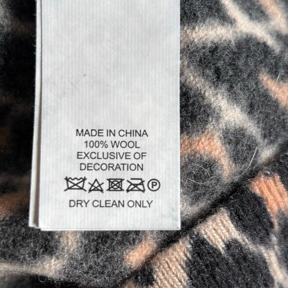 Kate Spade Leopard Bow Sweater XS Wool Short Sleeve Turtleneck Animal Print Top - Picture 7 of 9